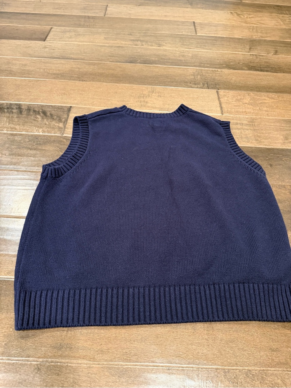 Women's Navy Crewneck Sweater Vest with Flag Motif - Picture 3 of 3